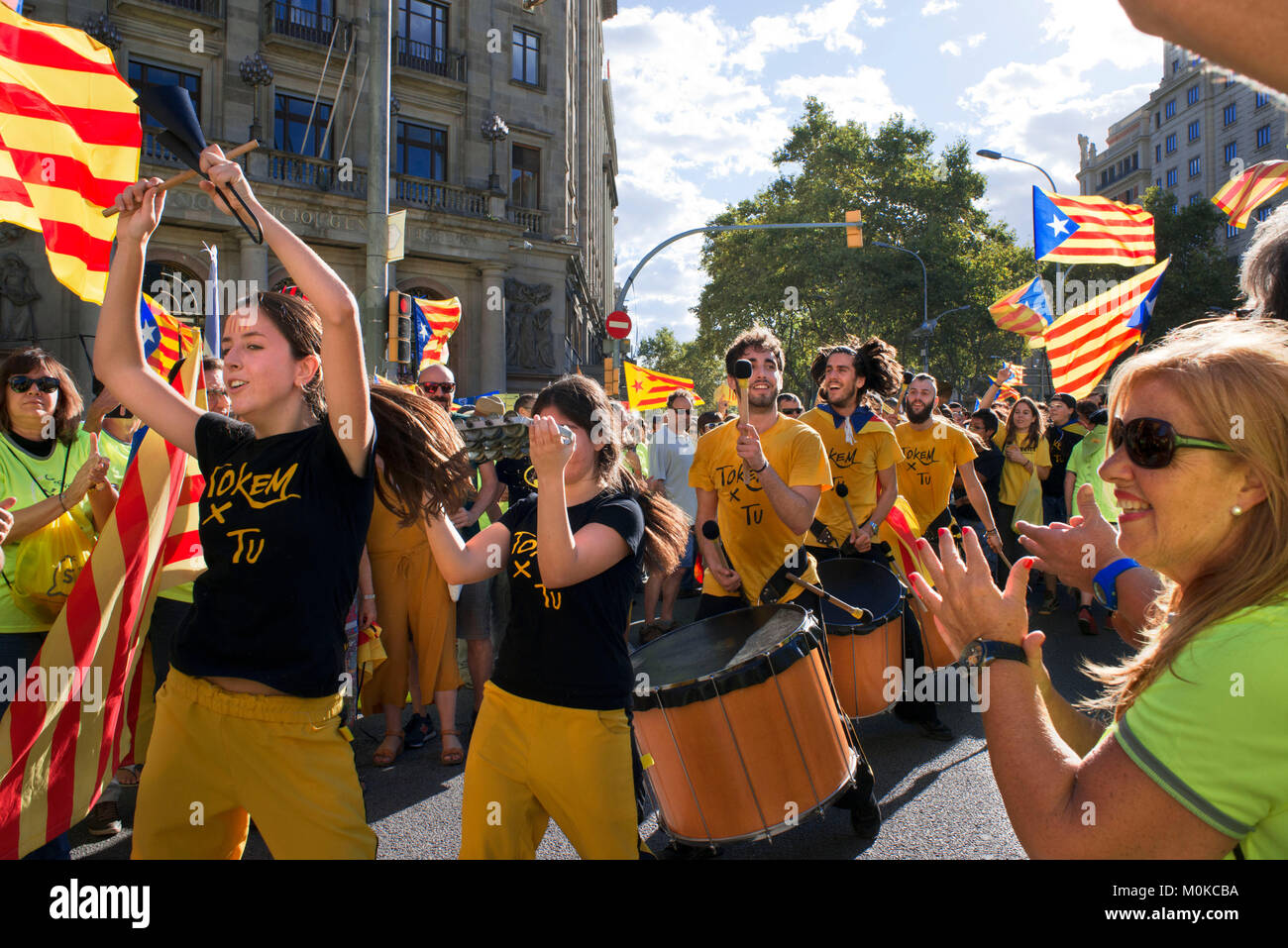 Eine Million Katalanen März für Unabhängigkeit am 11. September 2017 in Barcelona, Katalonien, Spanien Stockfoto