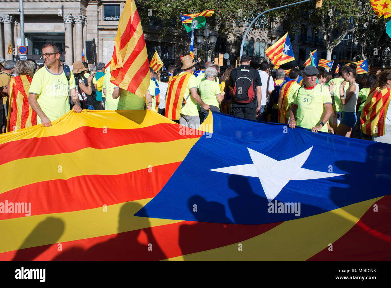 Eine Million Katalanen März für Unabhängigkeit am 11. September 2017 in Barcelona, Katalonien, Spanien Stockfoto