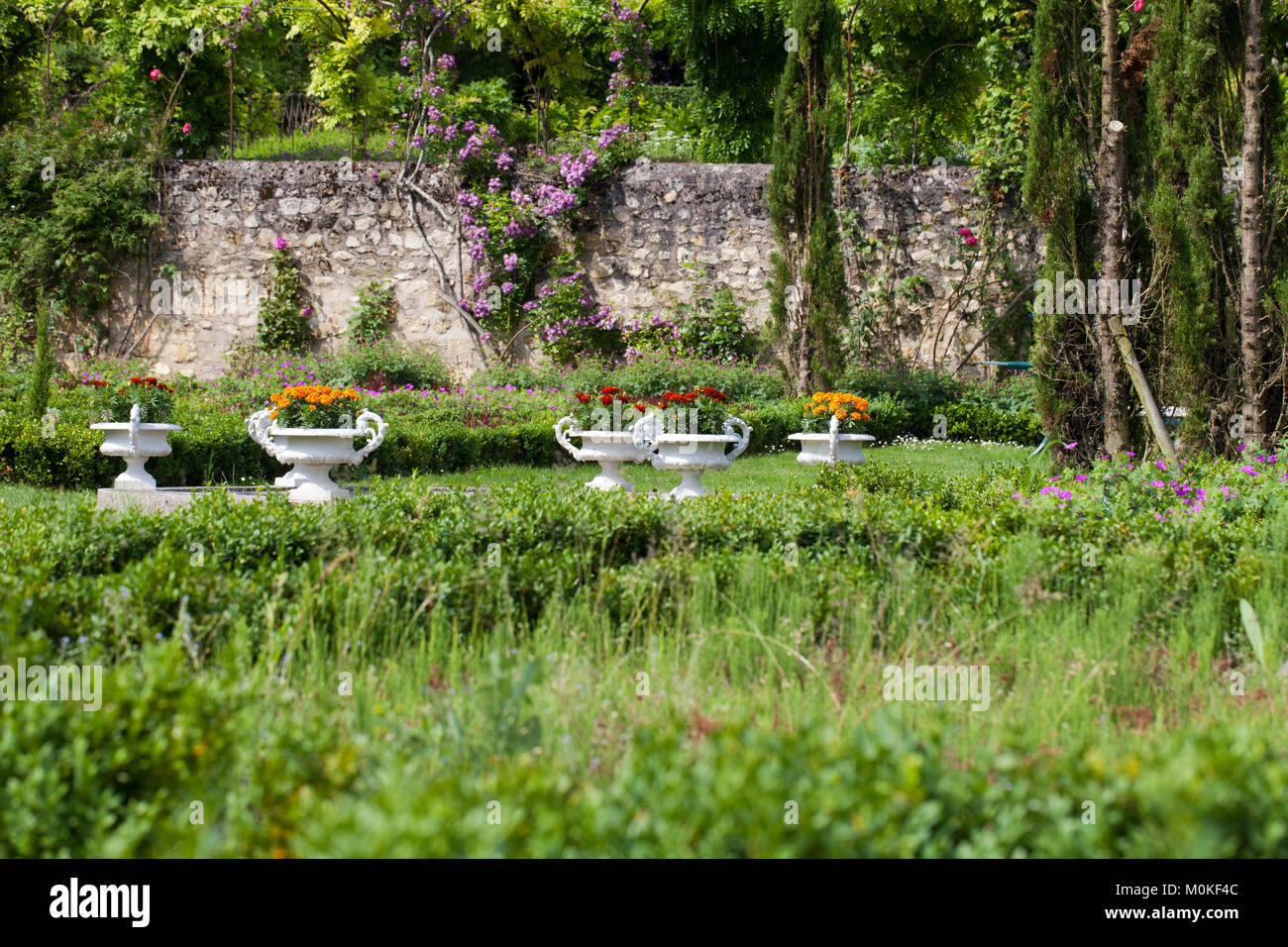 Subtile, anspruchsvoll und voller Geschmack Garten und Chateau La Chatonniere in der Nähe von Villandry. Tal der Loire Stockfoto