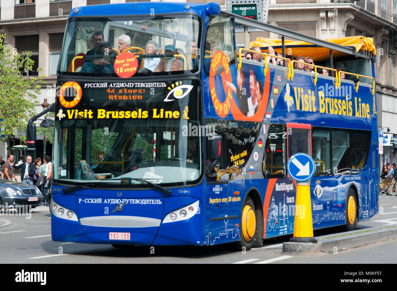 Citytrip sightseeing Hop on-Hop off-Bus Tourismus in Brüssel, Belgien Stockfoto