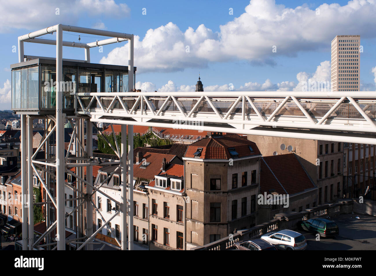 Marolles Panoramalift. Place Poelaert, Brüssel, Belgien. Stockfoto