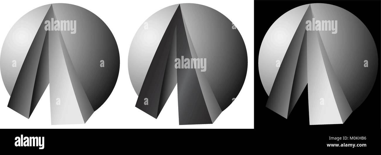 Minimalistische Abstraktion vom Ball und Dreiecke design Business Logo Stock Vektor