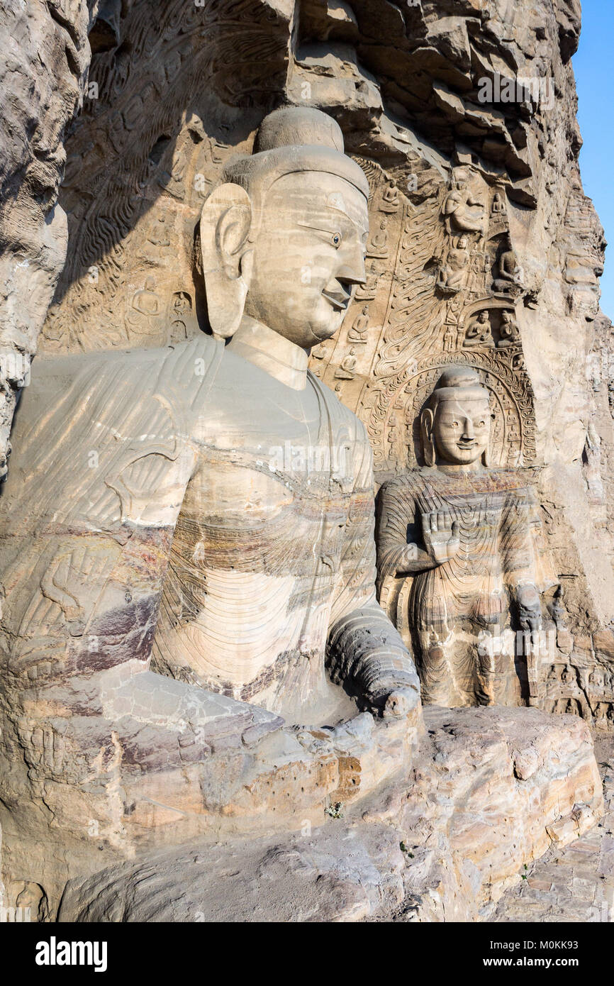 Buddha Statue at Yungang Grotten in Datong, Provinz Shanxi, China Stockfoto
