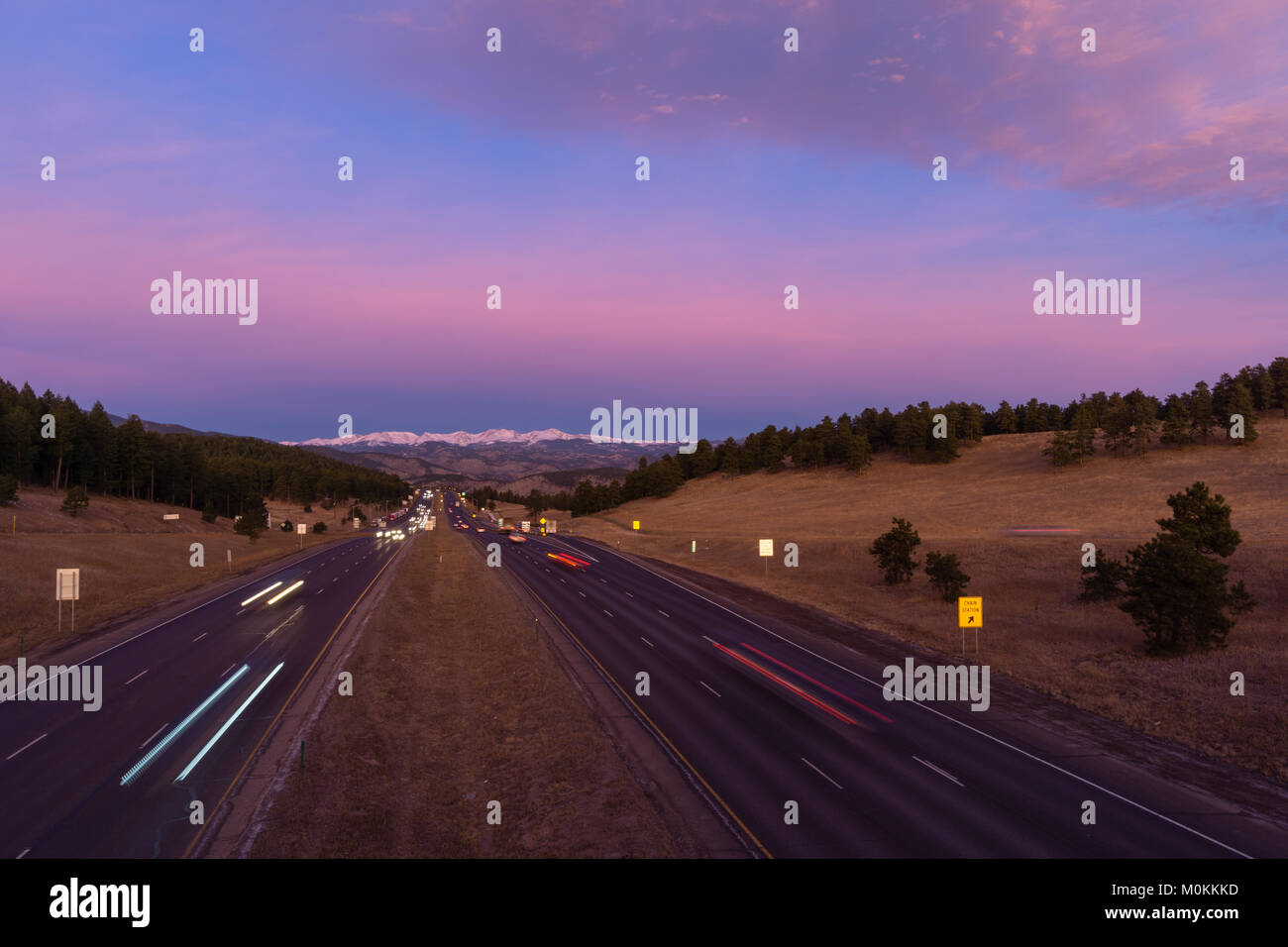 I-70 bei genessee Park, im Kolorado Berge. Stockfoto