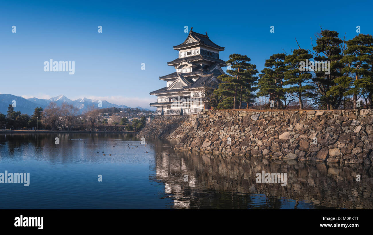 Schloß Matsumoto panorama Stockfoto