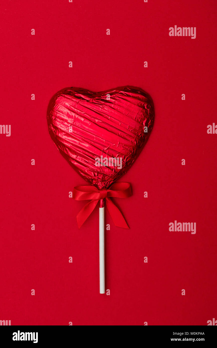 Herzförmige candy Lolly's Geschenk zum Valentinstag. Stockfoto
