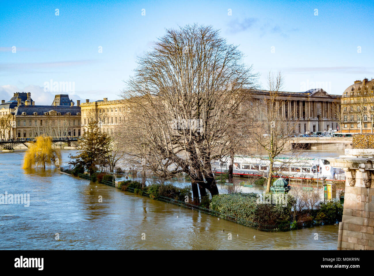 Square du Vert Galant unter Wasser, Überschwemmungen in Paris Frankreich Stockfoto