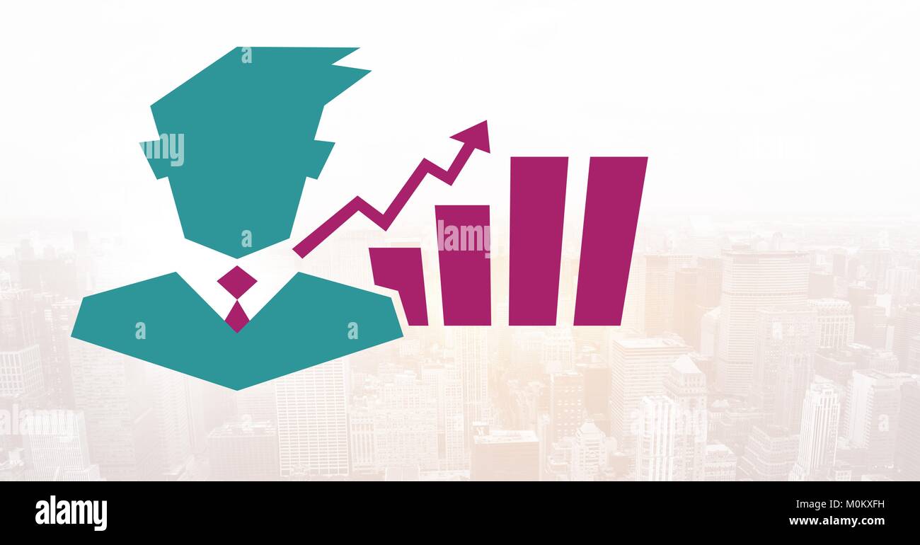 Geschäftsmann und Chart Statistik Symbol Stockfoto