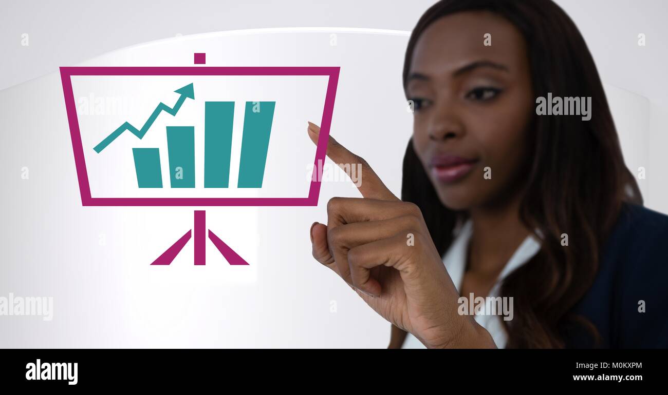 Zeiger mit Business Plan mit dem Symbol Stockfoto