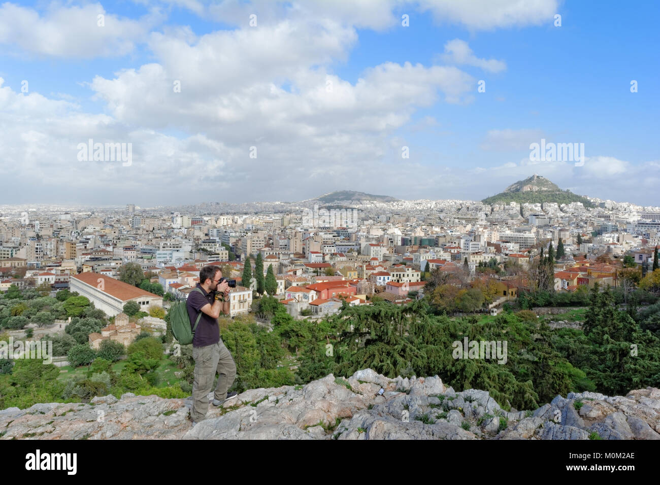Die Fotos auf dem Areopag Hill Stockfoto