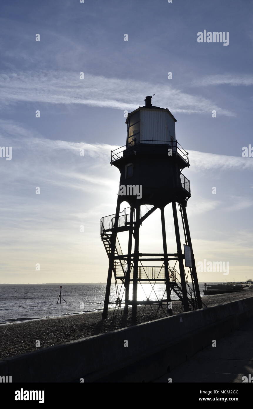 Dovercourt High Light in Harwich, Essex. Das Gusseisen Leuchtturm wurde 1917 stillgelegt und zwischen 1985-88 wiederhergestellt Stockfoto