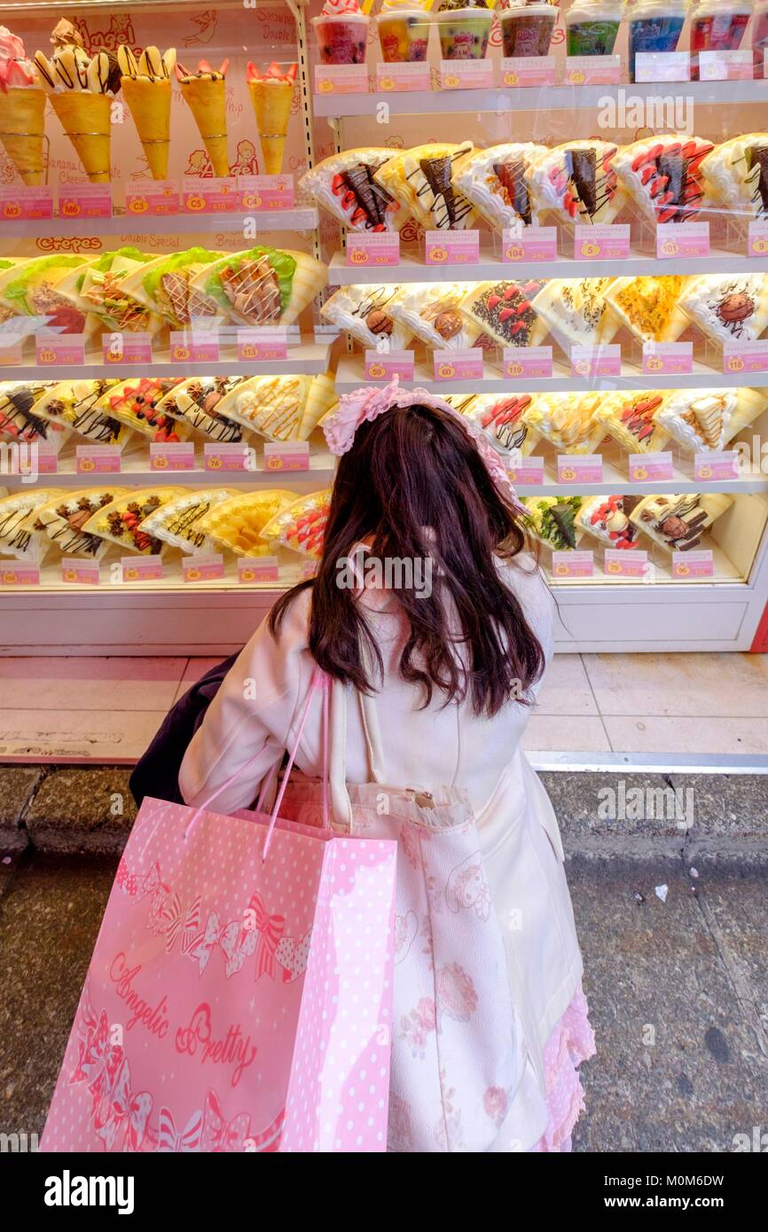 Japan, Honshu Island, Region Kanto, Tokio, Shibuya, Harajuku, japanische Pfannkuchen shop Stockfoto