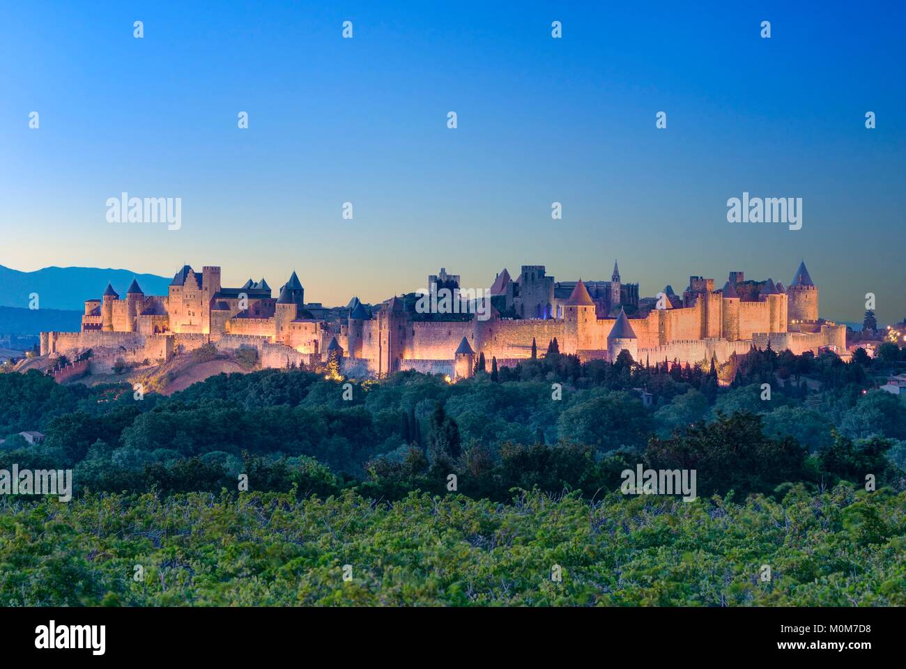 Frankreich, Aude, Carcassonne, mittelalterlichen Stadt Carcassonne als Weltkulturerbe der UNESCO Stockfoto