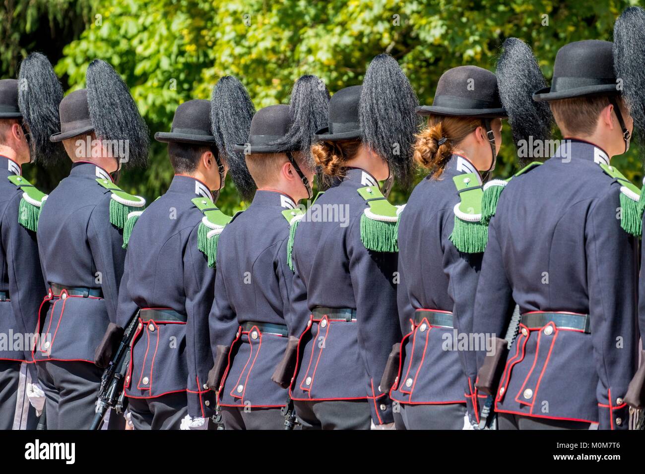 Norwegen, Oslo, Royal Palace (kongelige Slott), Ändern der Guard Stockfoto