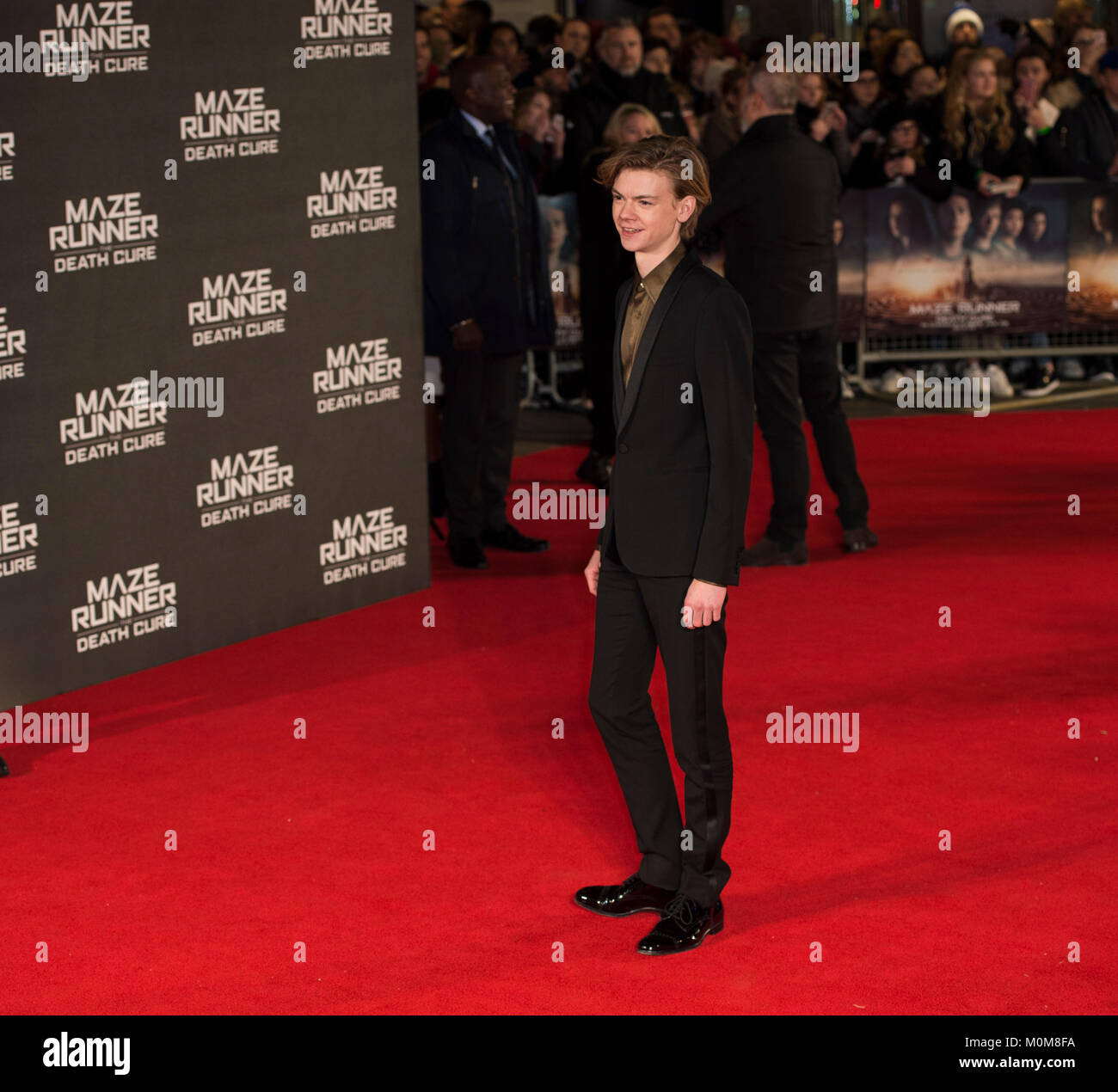 London, Großbritannien. 22 Jan, 2018. Thomas Brodie-Sangster besucht die 'Maze Runner: Der Tod Heilen" Film Premiere, London, Großbritannien - 22 Jan 2018 Credit: Gary Mitchell/Alamy leben Nachrichten Stockfoto