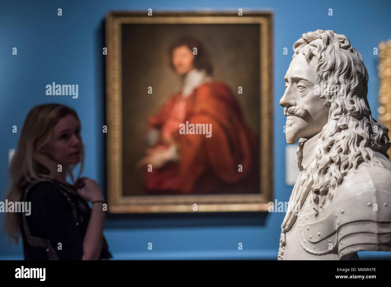 London, Großbritannien. 23. Januar, 2018. Ein Rubens self portrait mit einer Büste des Königs von Francois Dieussart - Charles I: König und Sammler, eine neue Ausstellung in der Königlichen Akademie der Künste in Zusammenarbeit mit der Königlichen Sammlung Vertrauen. Es ist ein Teil des 250. Jahrestages der Royal Academy und läuft vom 27. Januar bis 15. April 2018. Credit: Guy Bell/Alamy leben Nachrichten Stockfoto