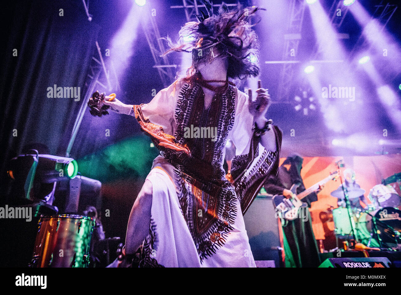 Die schwedische Alternative und geheimnisvolle Afrobeat/experimental Rock Band Ziege führt ein Live Konzert bei den Danish Music festival Roskilde Festival 2013. Dänemark, 06/07 2013. Stockfoto