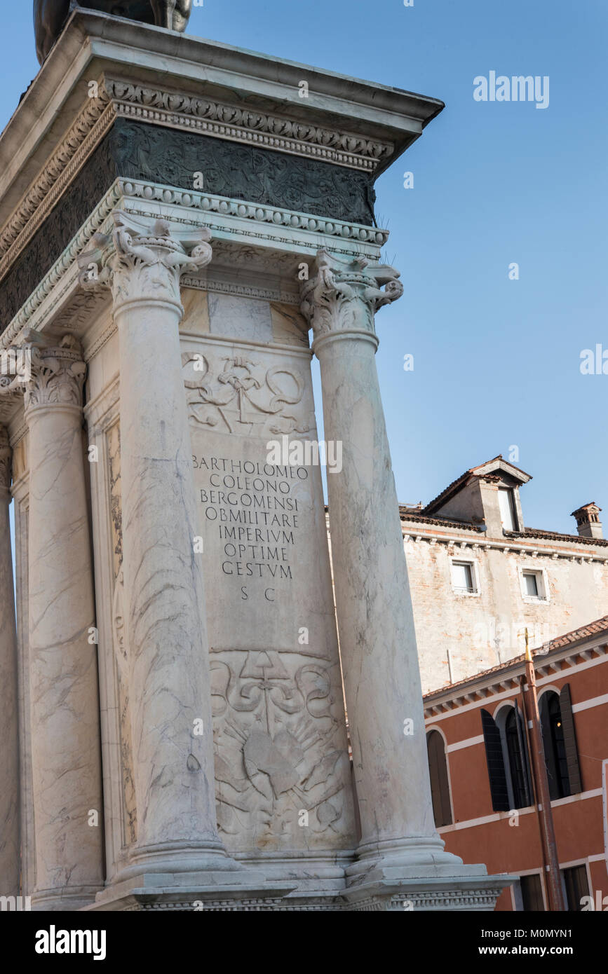 Reiterstandbild von Bartolomeo Colleoni, Castello, Venedig, Italien. Stockfoto