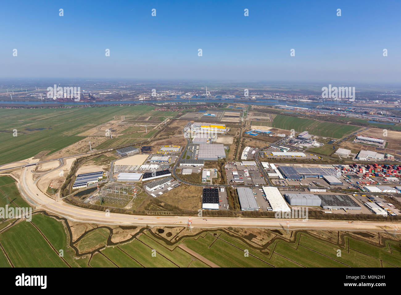 GVZ Bremen, Warenverteilzentrum, industrielle Zone südlich von Bremen, Luftbilder, Luftaufnahmen von Bremen, Bremen, Deutschland, Europa Stockfoto