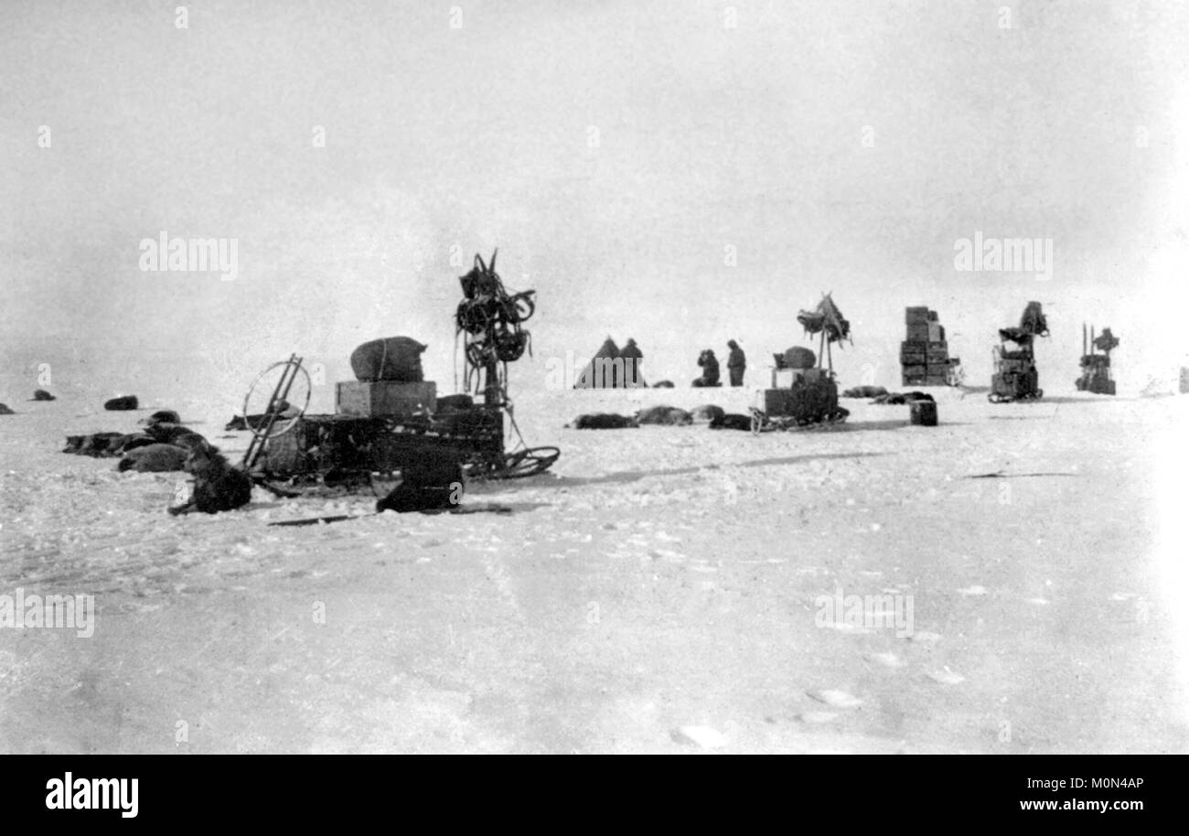 Roald Amundsen. Eine Expedition Camp am Südpol Roald Amundsens Expedition 1910-12, c 1911 Stockfoto