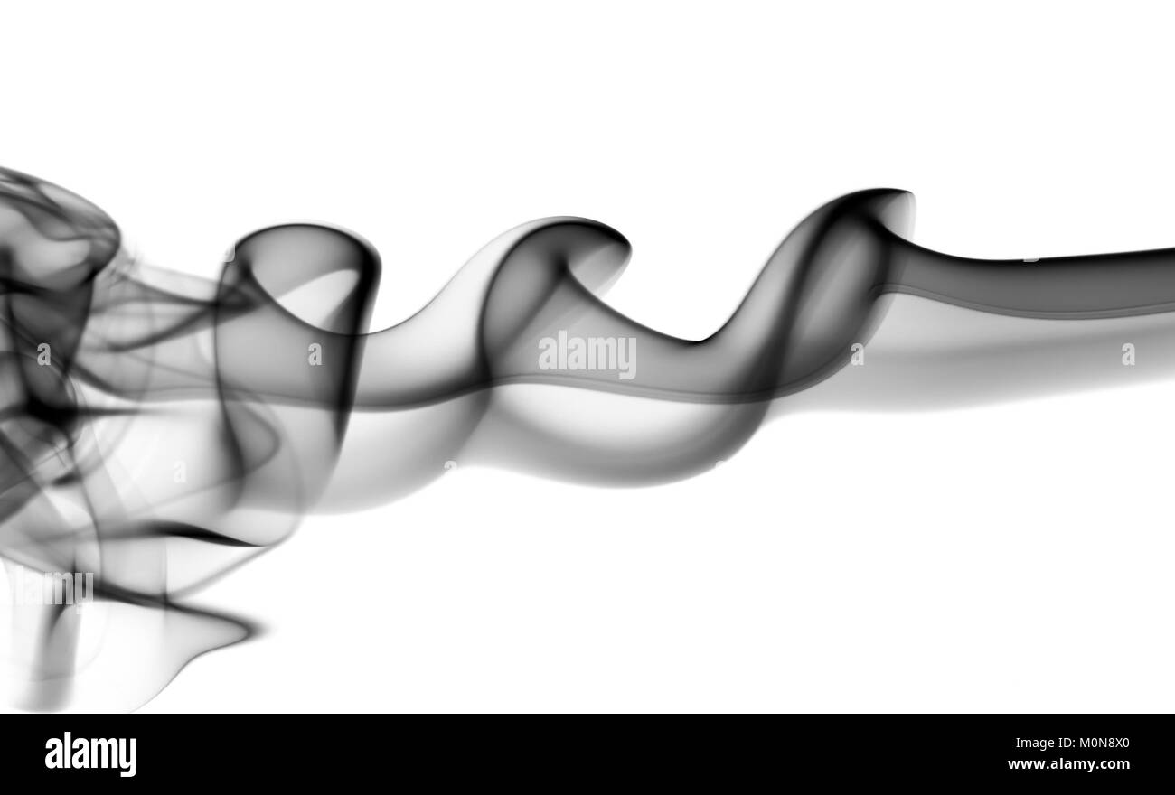 Abstrakte schwarze Rauch Wellen über den weißen Hintergrund Stockfoto