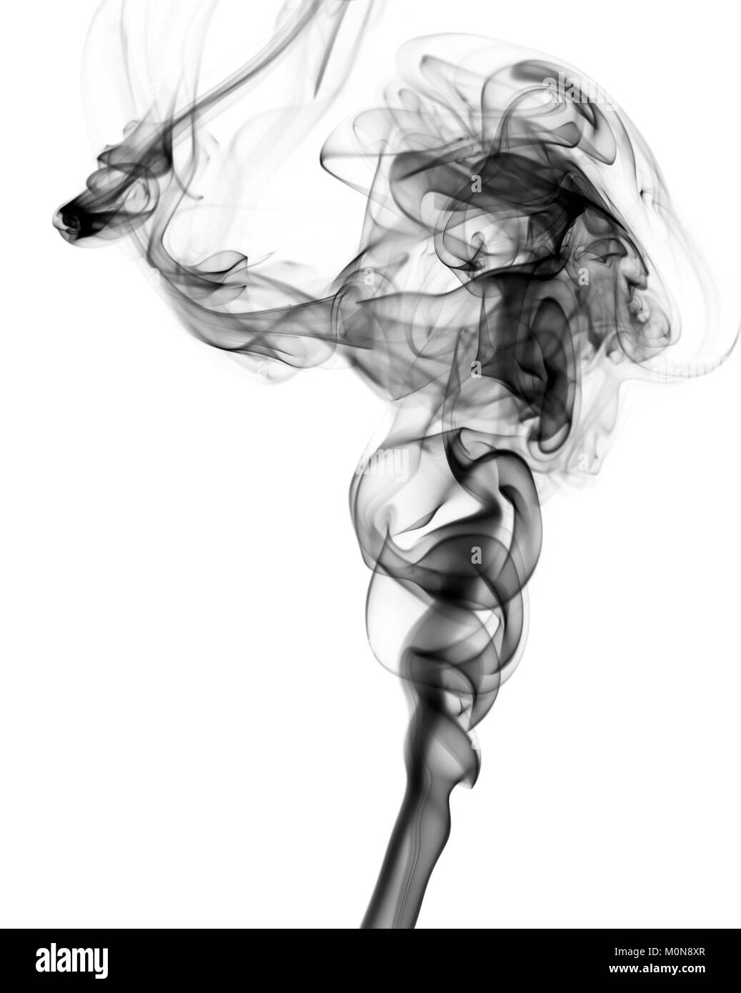 Abstrakt schwarz Rauch Muster über dem weißen Hintergrund Stockfoto