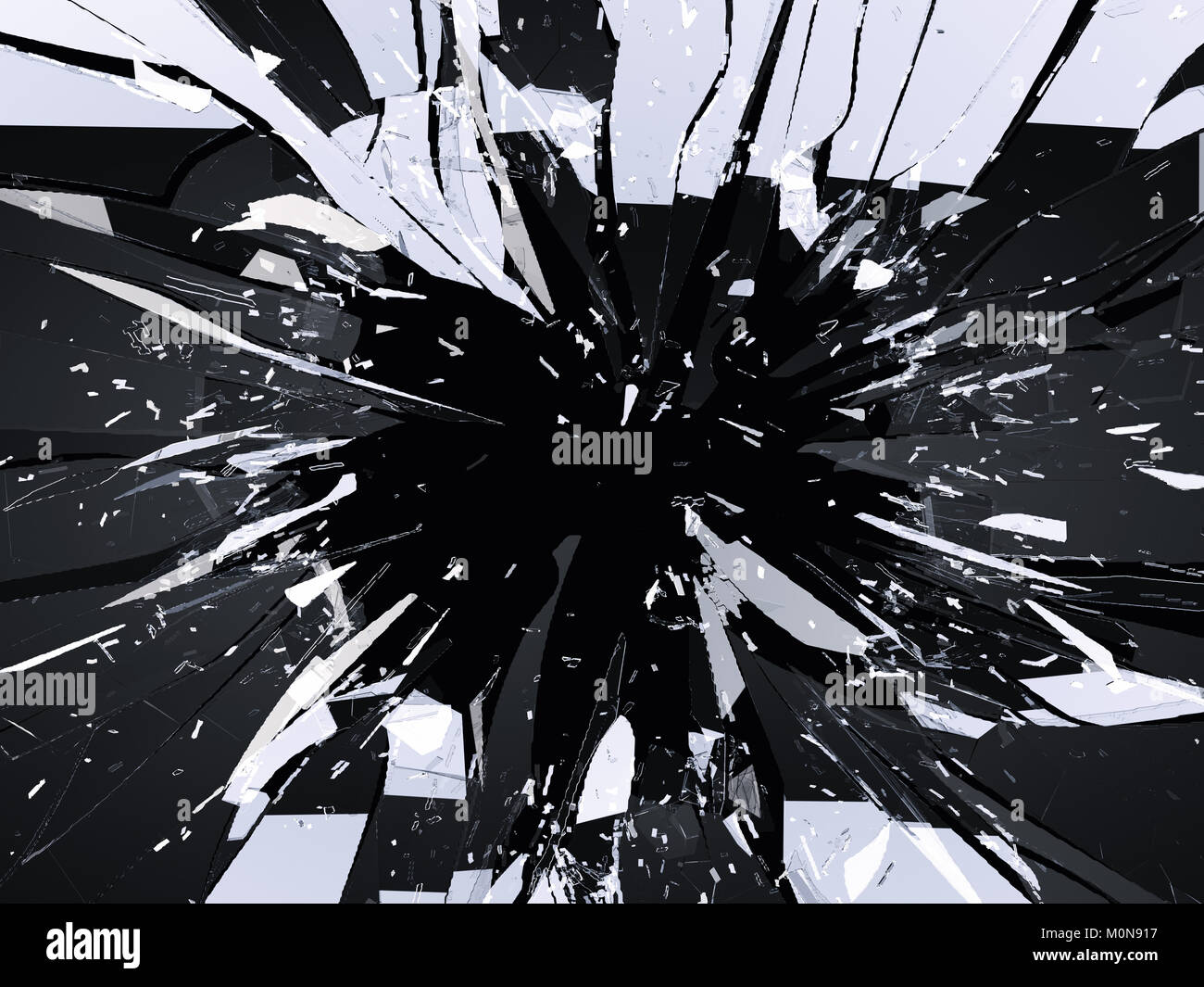 Abgerissen oder Shattered Glas isoliert auf Schwarz. Große Auflösung Stockfoto