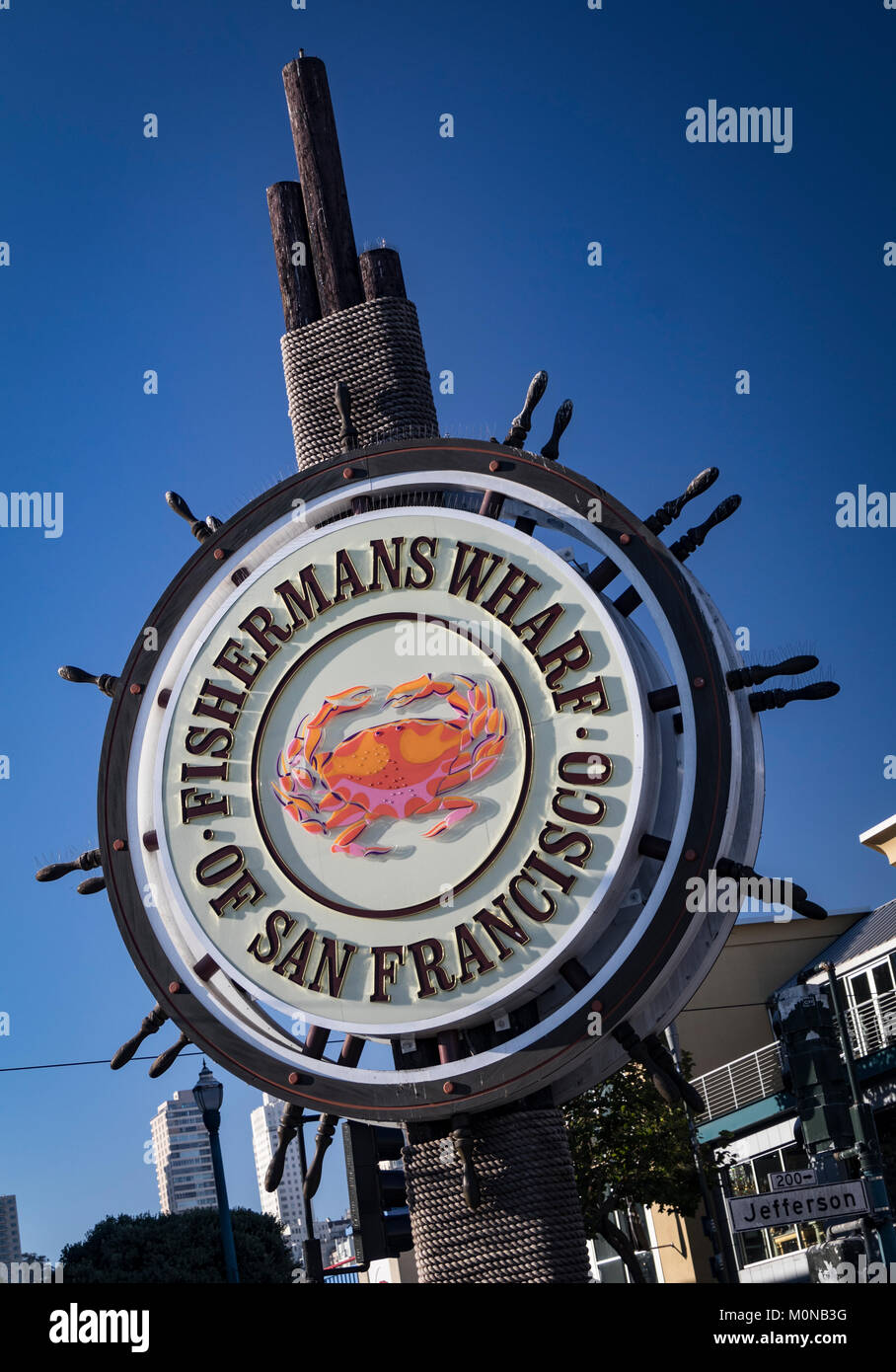 Anmelden, um Eingang von der Fisherman's Wharf, San Francisco, Kalifornien Stockfoto