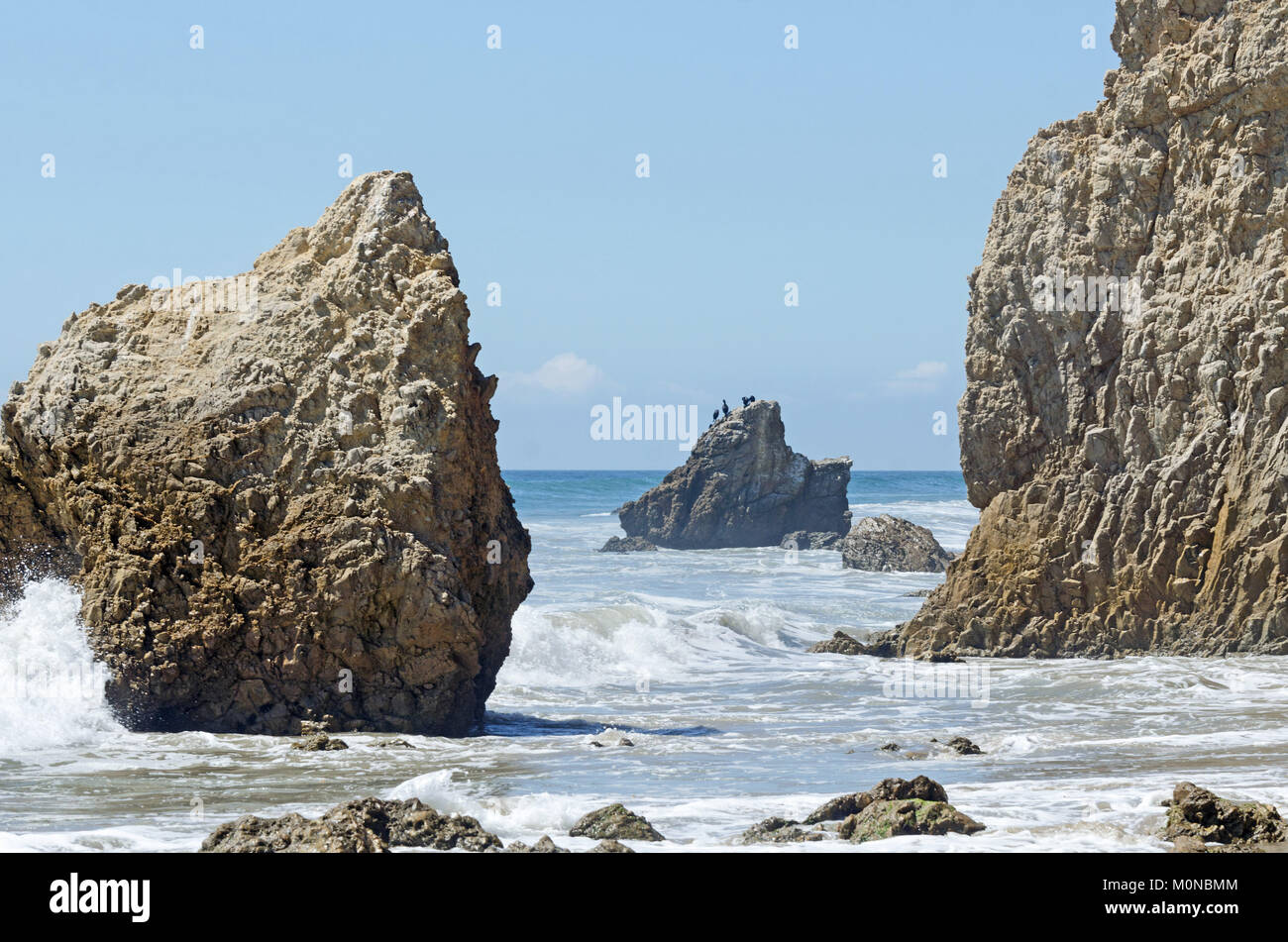 Geologische Formation, El Matador State Beach, Malibu, Kalifornien Stockfoto