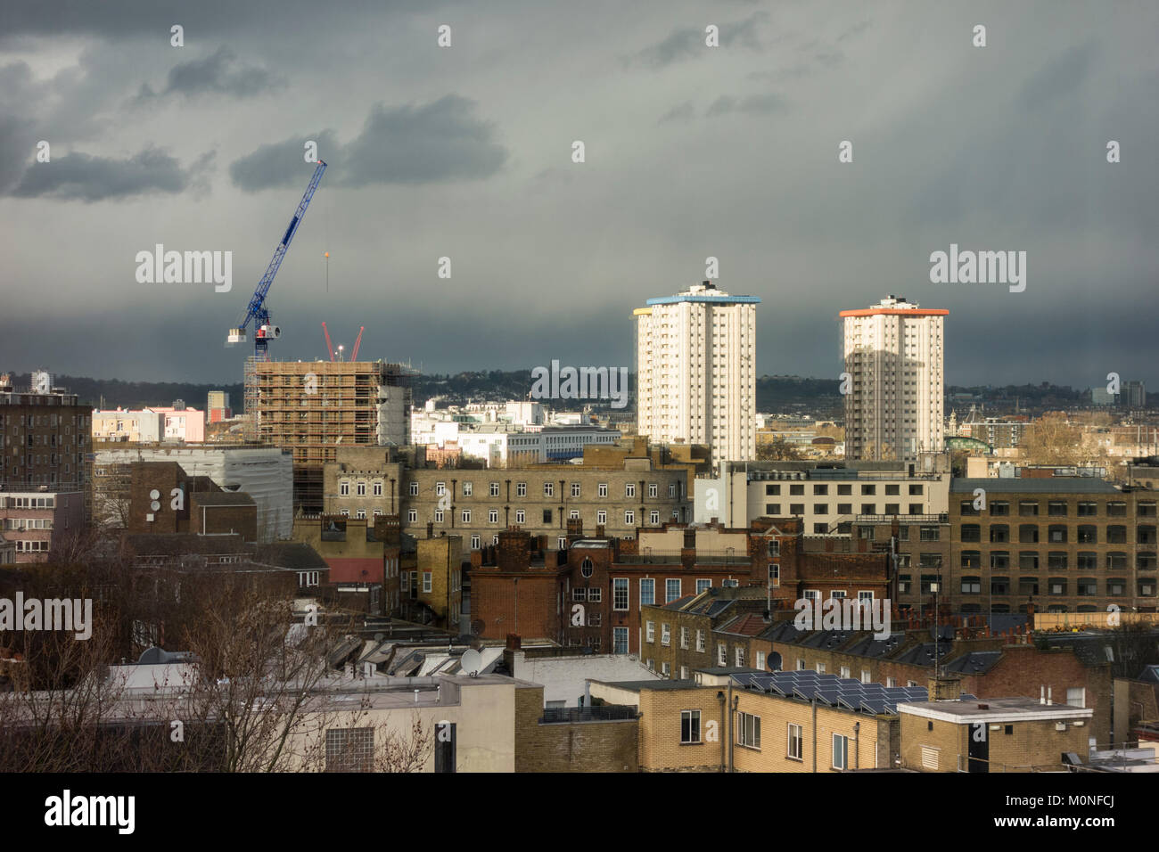 Ampthill Square Tower Blocks, Camden, London, Großbritannien Stockfoto