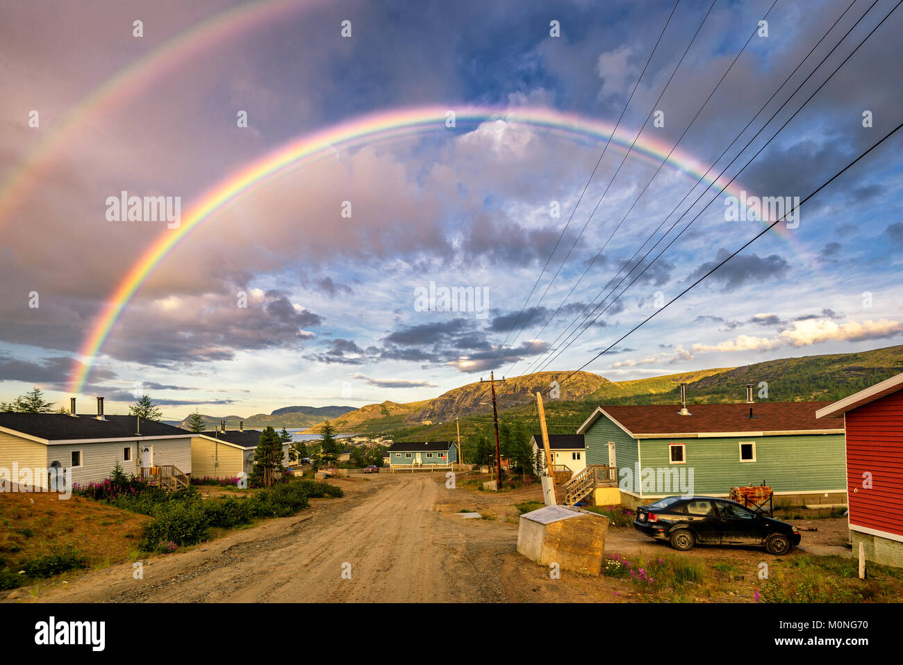 Rainbow von Nain, Nunatsiavut, Neufundland und Labrador. Stockfoto