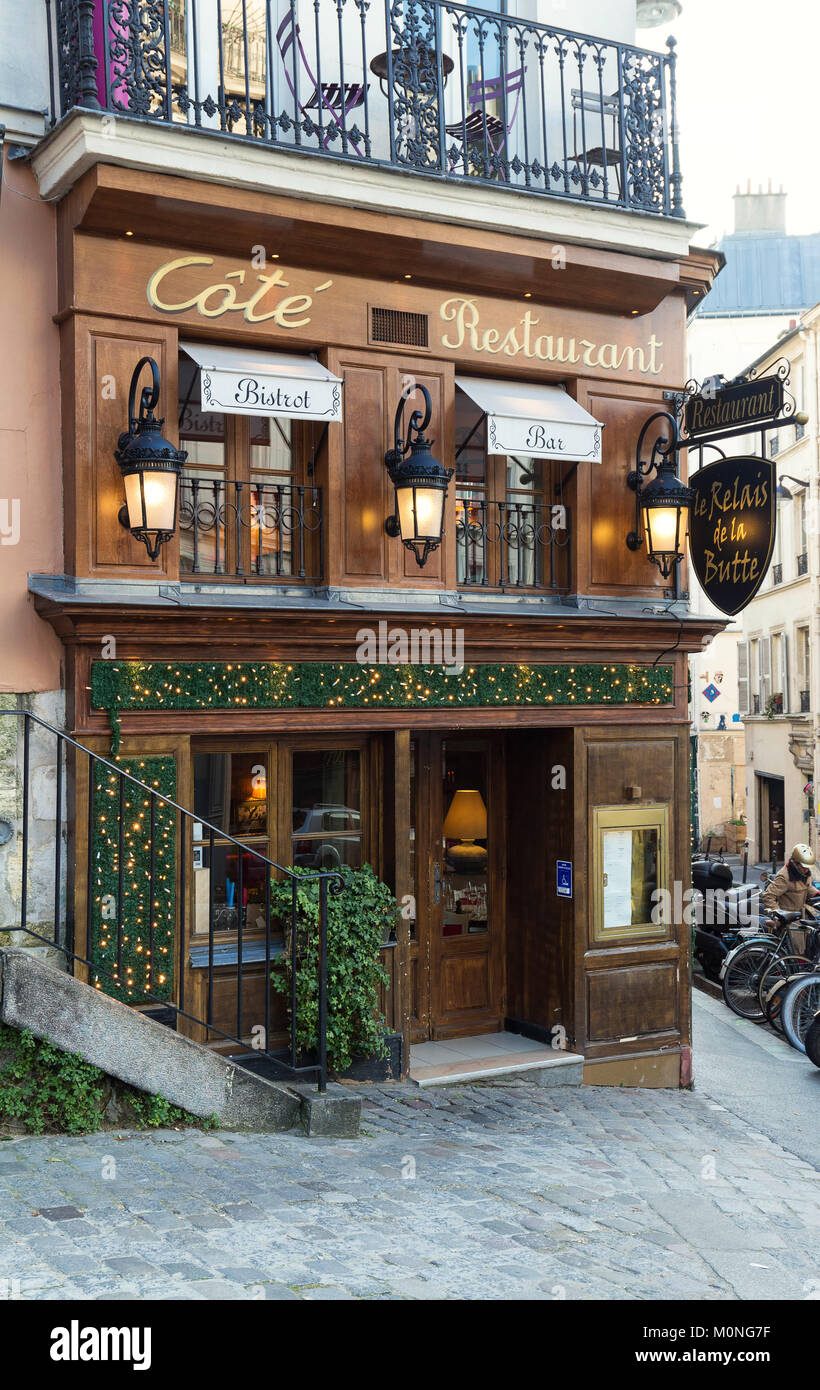 Das Relais de la Butte Montmartre ist historischen Restaurant in der Gegend von Paris, Frankreich. Stockfoto