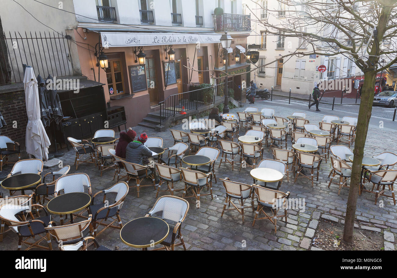 Das Relais de la Butte Montmartre ist historischen Restaurant in der Gegend von Paris, Frankreich. Stockfoto