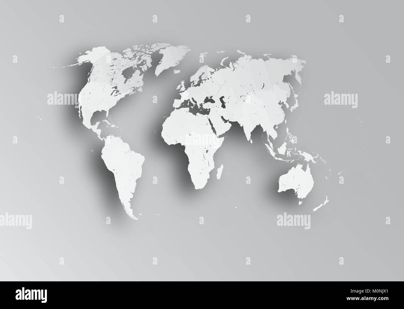 Sehr detaillierte politische Karte der Welt mit Papier schneiden. Die Karte besteht aus 