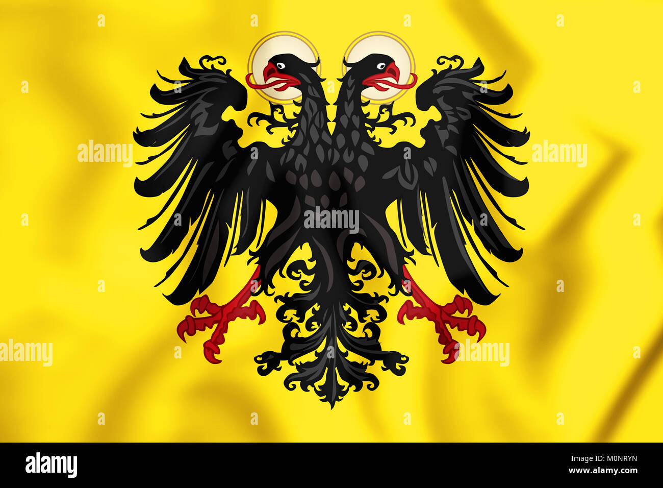 3D-Flagge des Heiligen Römischen Reiches (1400-1806). 3D-Darstellung. Stockfoto