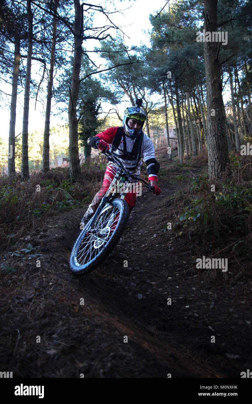 Mountainbiken, Pontypridd, Wales Stockfoto