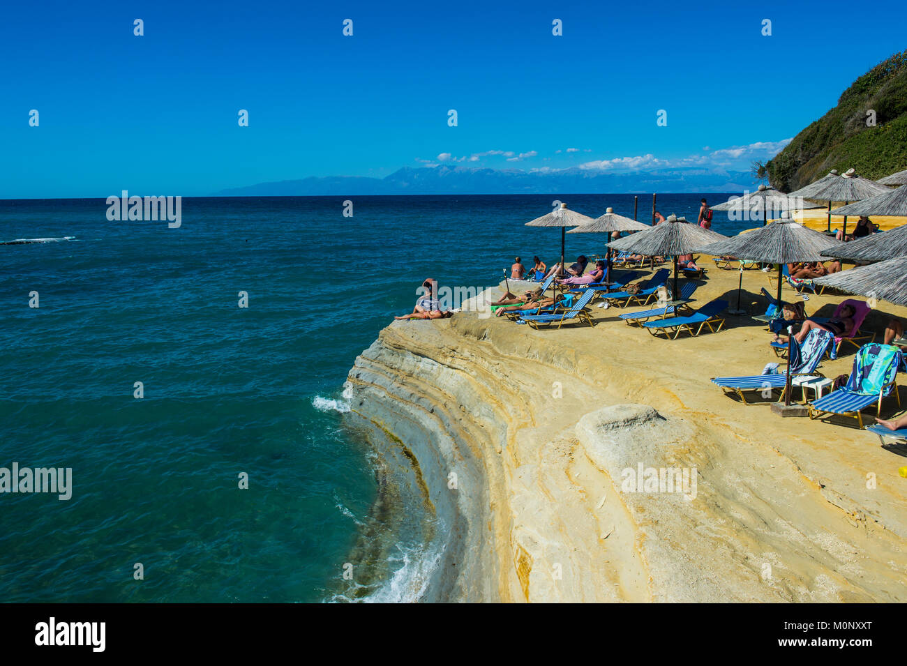 Canal d'Amour Strand- und Felsformationen, Sidari, Korfu, Ionische Inseln, Griechenland Stockfoto