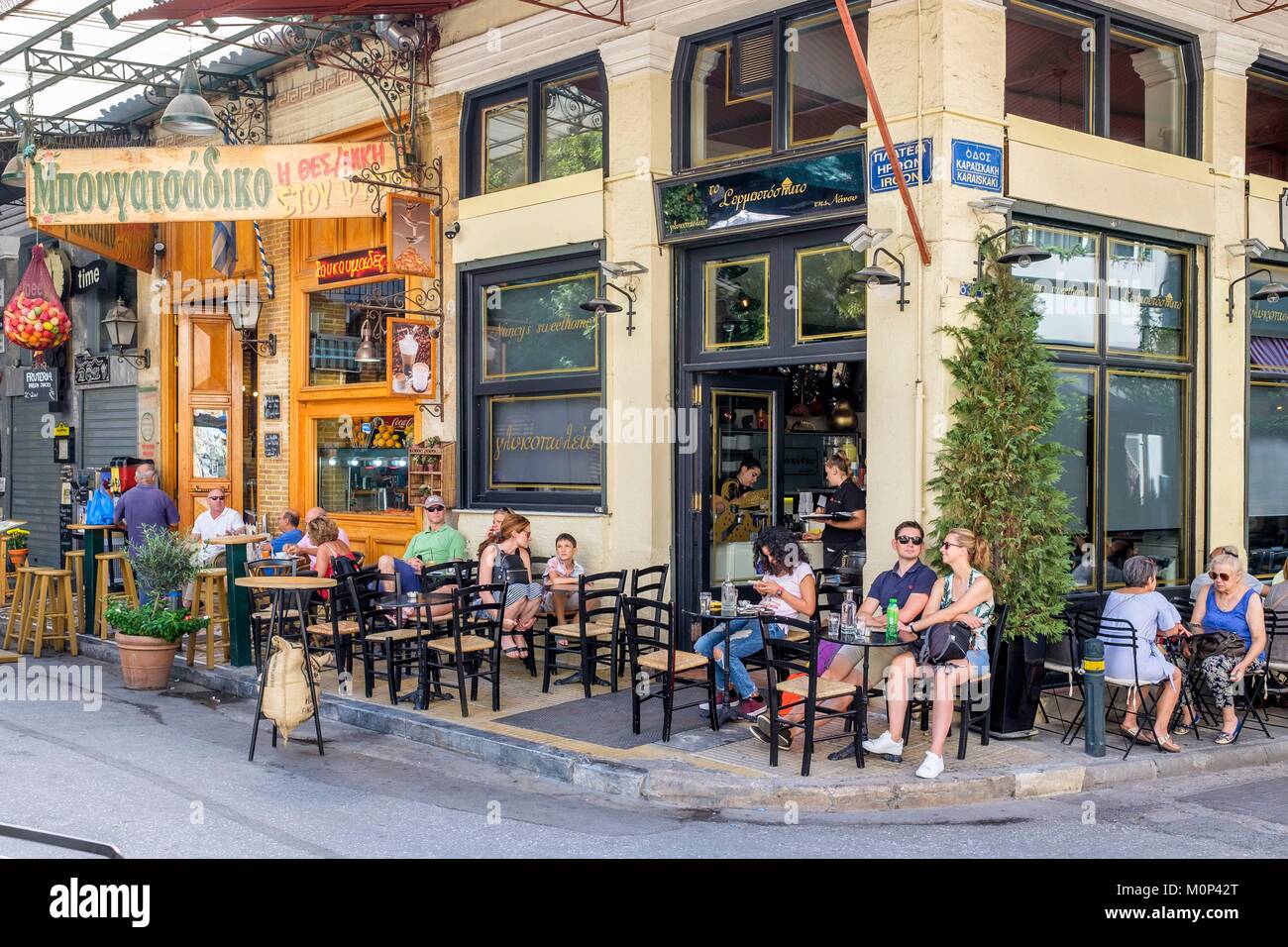 Griechenland, Athen, Restaurant in Psiri (OU) Bezirk Psyri, Iroon Square Stockfoto