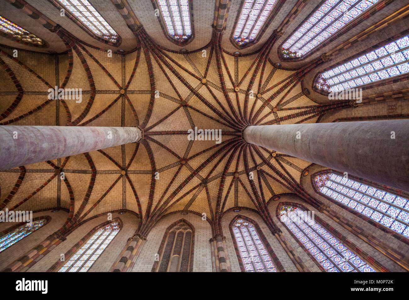 Frankreich, Haute Garonne, Toulouse, Decke des Kirchenschiffes der Jakobiner Kirche Stockfoto