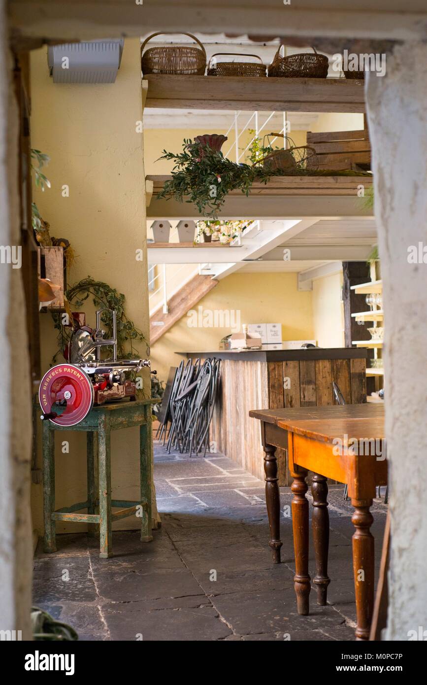 Italien, Lombardei, Comer See, Restaurant Pane e Tulipani verfügt auch über einen Blumenladen Stockfoto