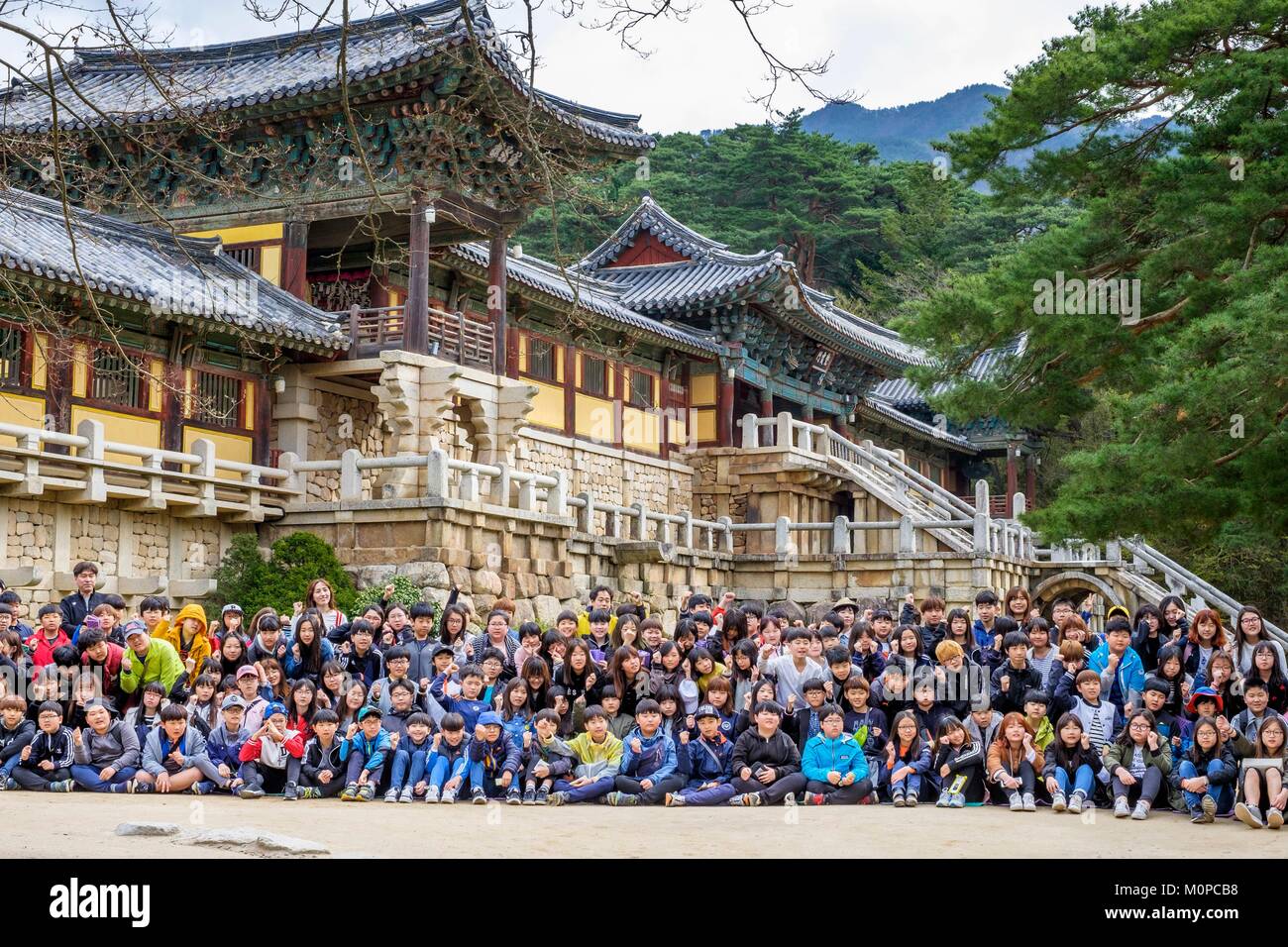 South Korea, North Gyeongsang Provinz, Gyeongju National Park, Gyeongju, Bulguksa Tempel im Jahre 774 erbaut ist ein UNESCO Weltkulturerbe Stockfoto