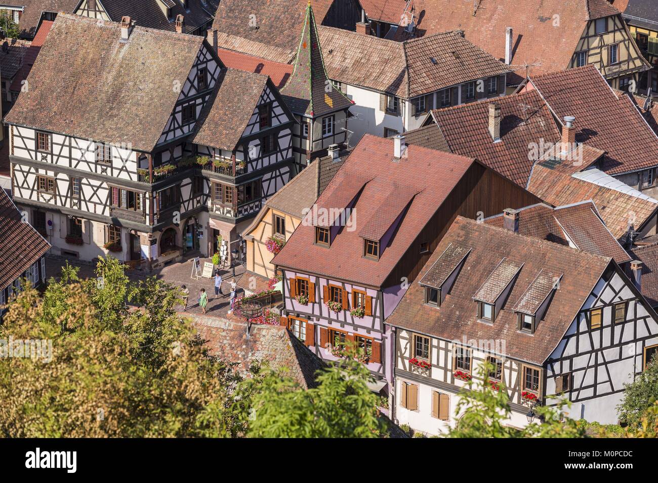 Frankreich, Haut Rhin, Route des Vins d'Alsace, Kaysersberg, Fachwerkhäusern Stockfoto