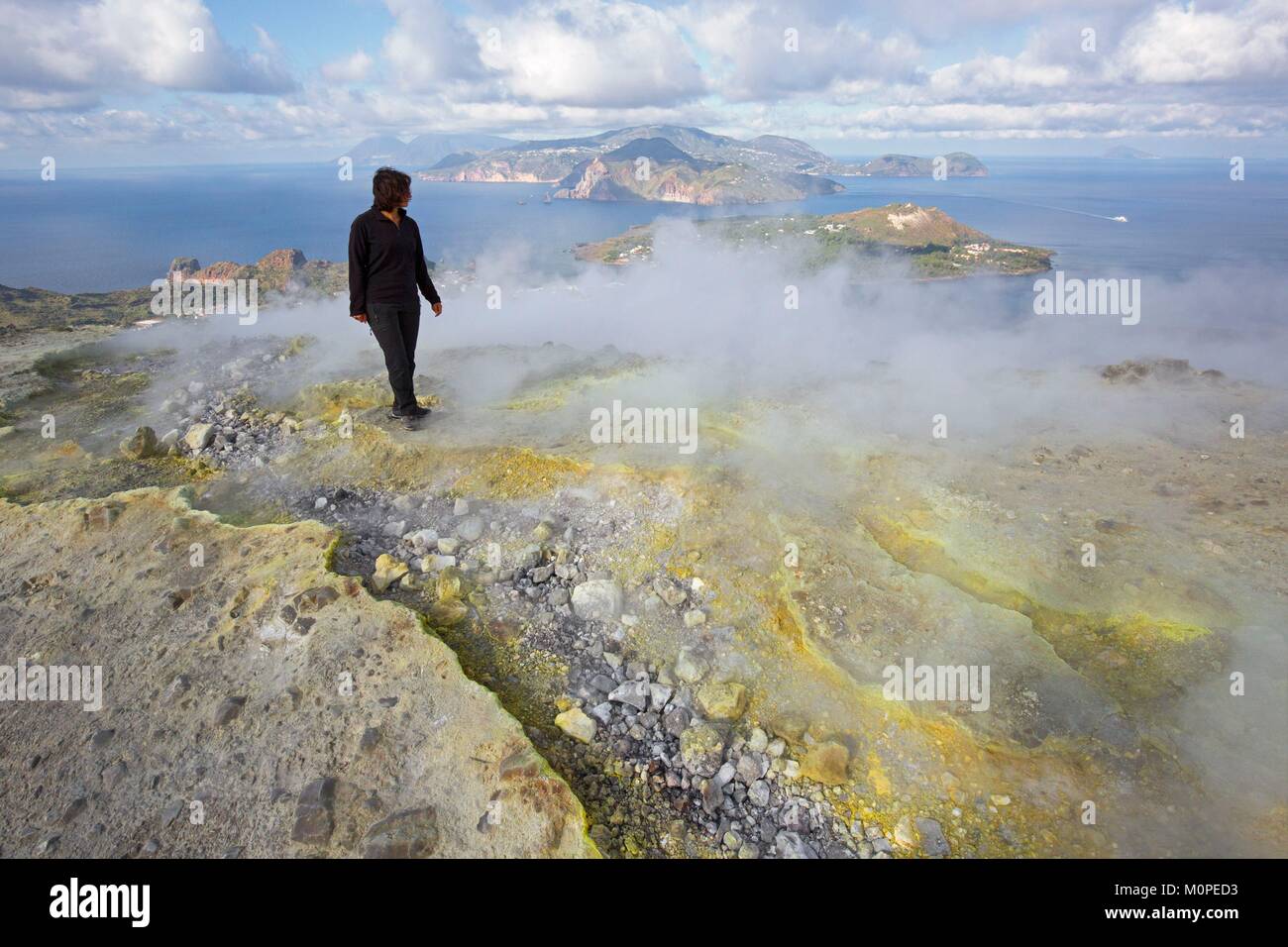 Italien, Sizilien, Liparische Inseln, Insel Vulcano, schwelende Soufriere, awatef Stockfoto