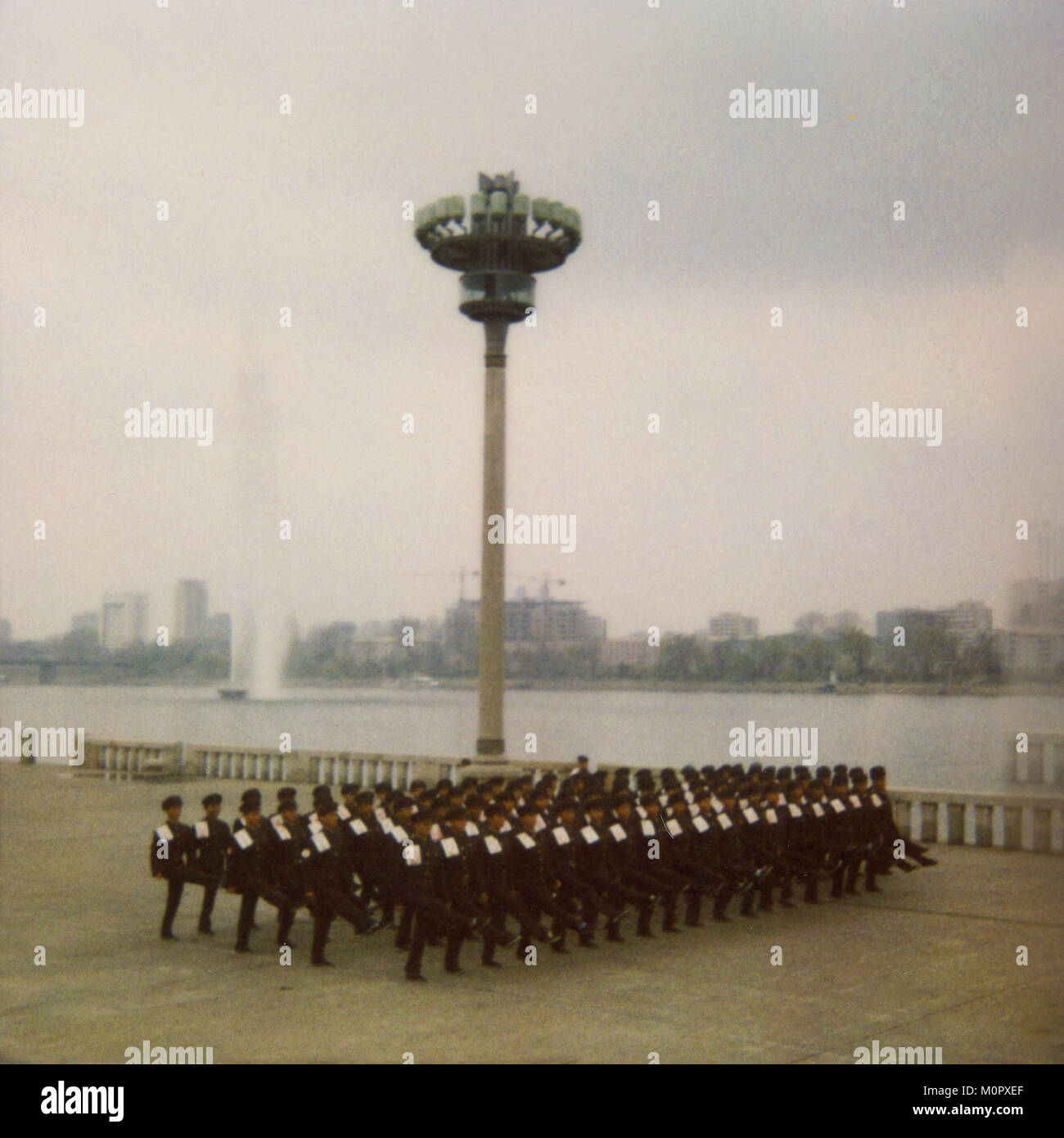 Polaroid einer nordkoreanischen Militär parade vor Taedong, Pyongan Provinz, Pyongyang, Nordkorea Stockfoto