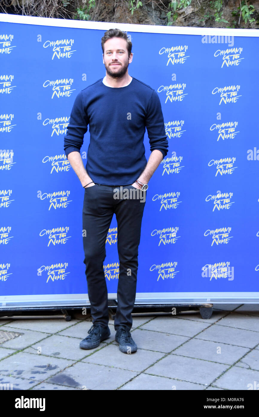 Rom, Italien, 24. Januar 2018 Hotel de Russie - Photocall film Präsentation Chiamami Col Tuo Nome, Armee Hammer in der Rolle des Oliver Credit: Giuseppe Andidero/Alamy leben Nachrichten Stockfoto