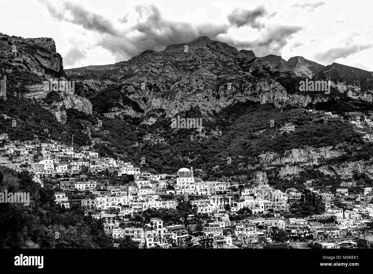 Erstaunlich Luftaufnahme von Positano Dorf in Amalfi Küste - Italien Stockfoto