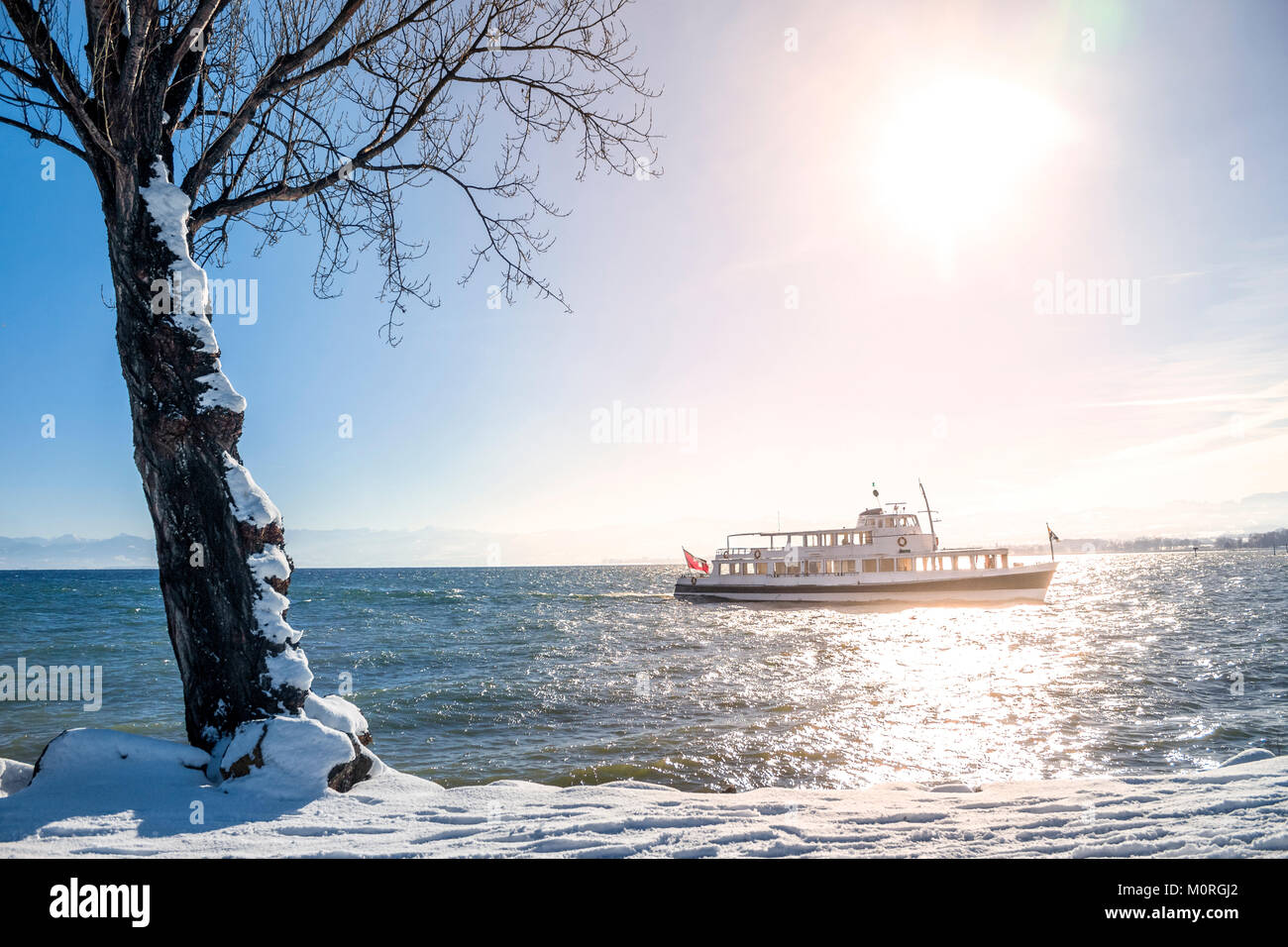 Schweiz, Thurgau, Bodensee, Fähre im Winter Stockfoto