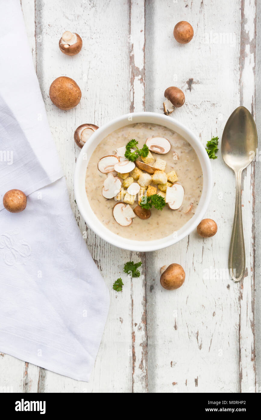 Creme der Pilzsuppe Stockfoto