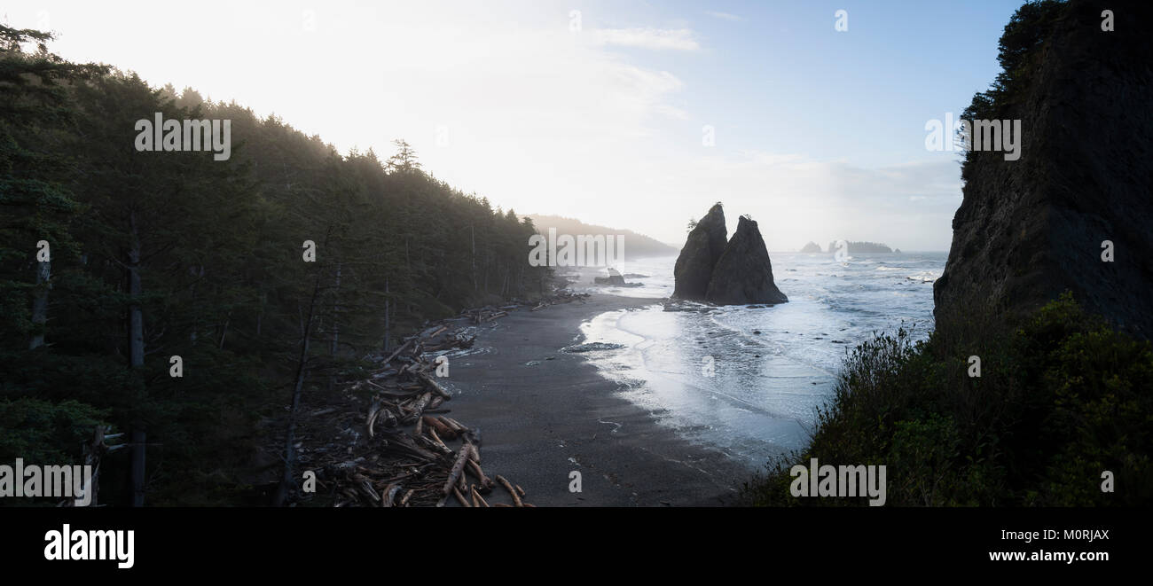 USA, Washington State, Olympic National Park, Seastack an der Rialto Beach Stockfoto