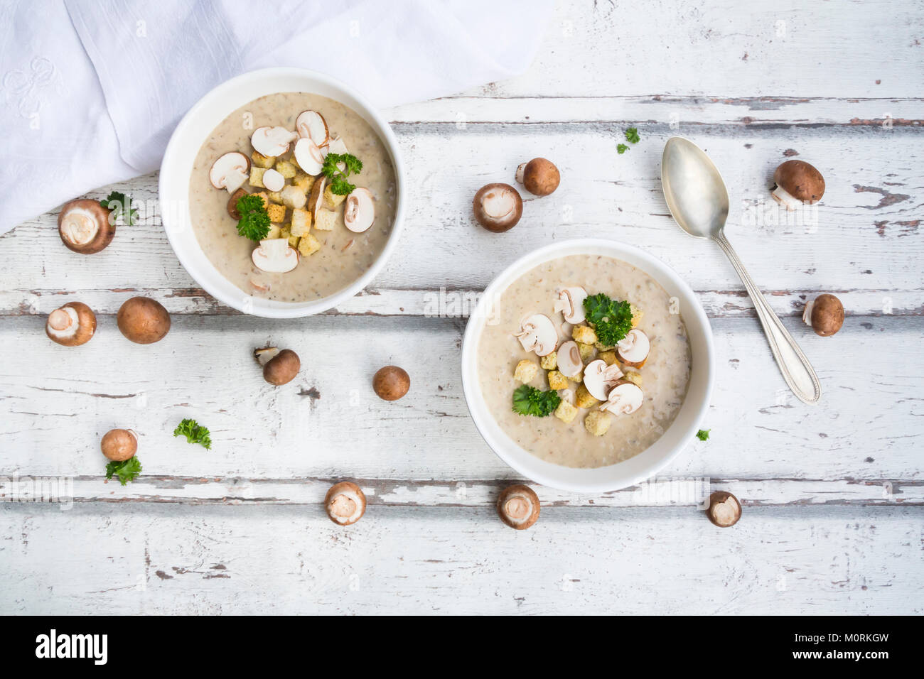 Creme der Pilzsuppe Stockfoto